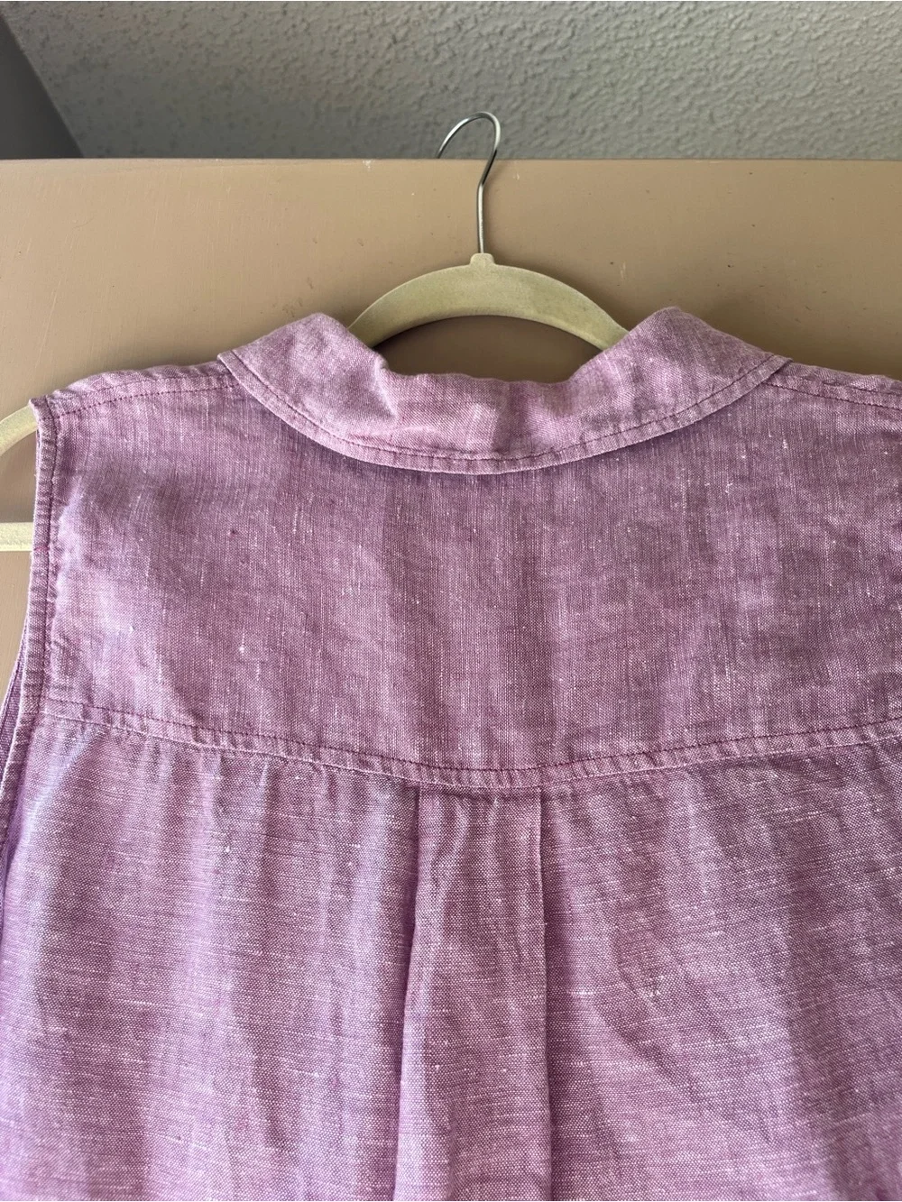 Tahari Sleeveless Linen Shift Dress in Lavender - Picture 4 of 9